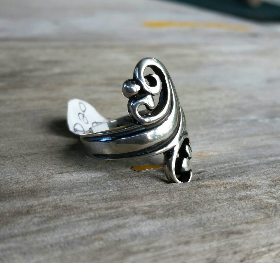long swirl ring,925 sterling silver,scroll,handmade,steampunk,gothic,art nouveau,celtic, tribal,swirl,boho,gypsy,hippy,vintage,rockabilly