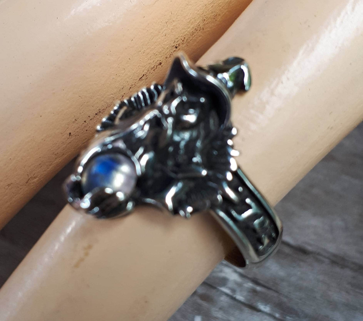 wizard ring sterling silver labradorite magic fantasy mythical steampunk gothic punk ring
