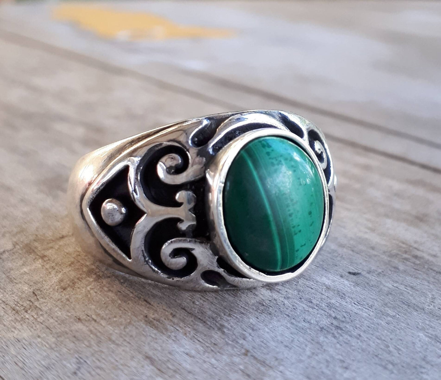 Malichite,mens ring,sterling silver,signet ,tribal,vintage,boho,hipster,handmade,mens fashion,wedding ring,,chunky,mens stone ring,Celtic,
