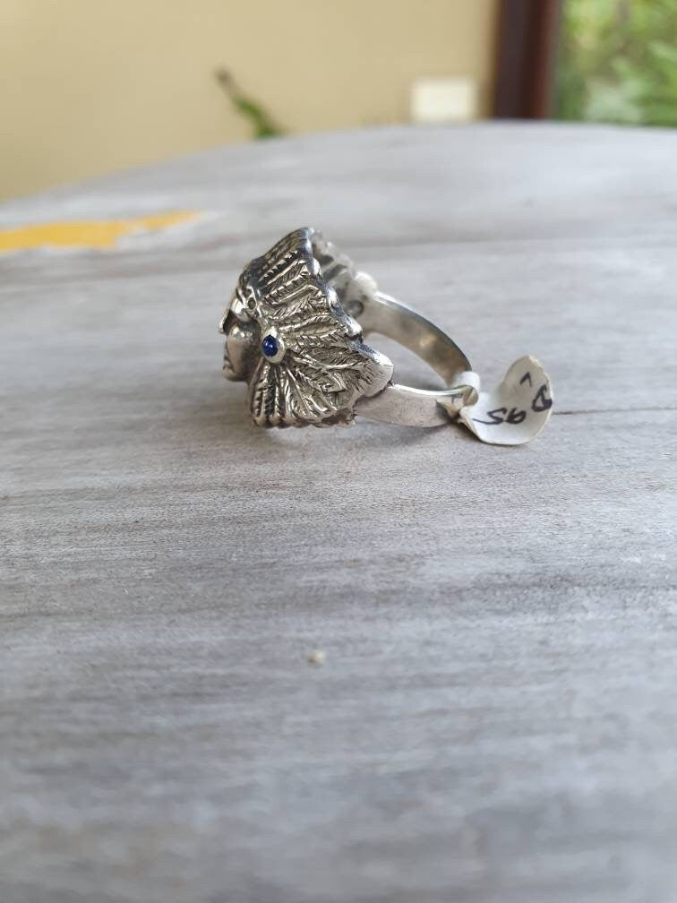 Indian ring,925 sterling silver,Indian chief,tribal,handmade silver,boho,ethnic,Indian face,