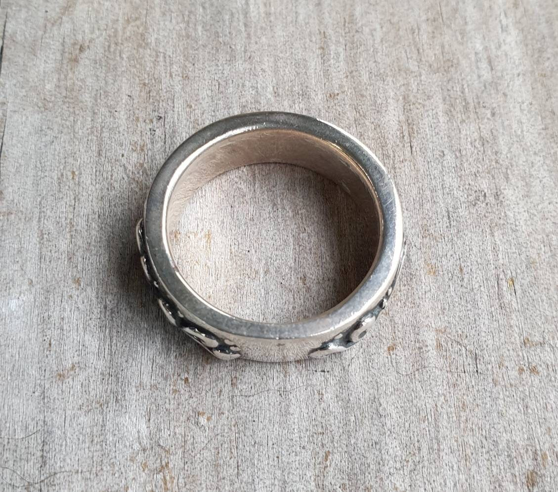 wave ring,japanese tattoo,sterling silver,japanese wave art,surfer band,rustic band,thick silver wedding,chunky band