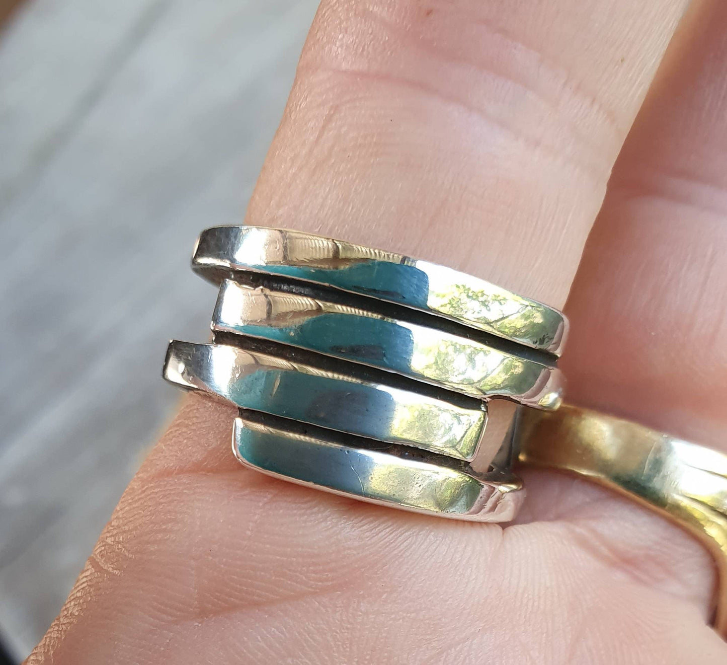 Chunky wide ring,sterling silver, modern wedding ring,