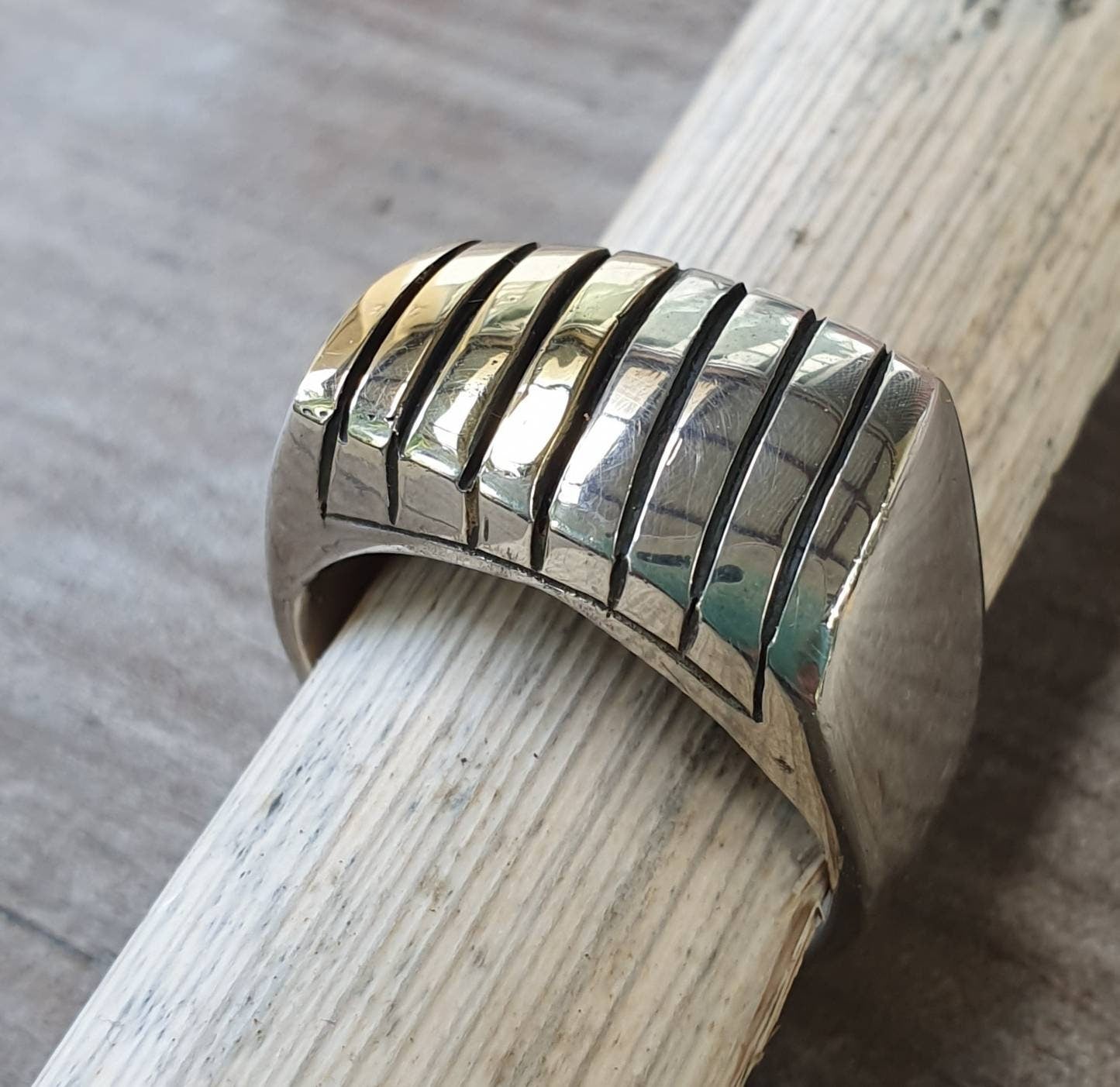 9k Gold and silver ring,two tone ring,sterling silver,9ct gold strips,boho,handmade,