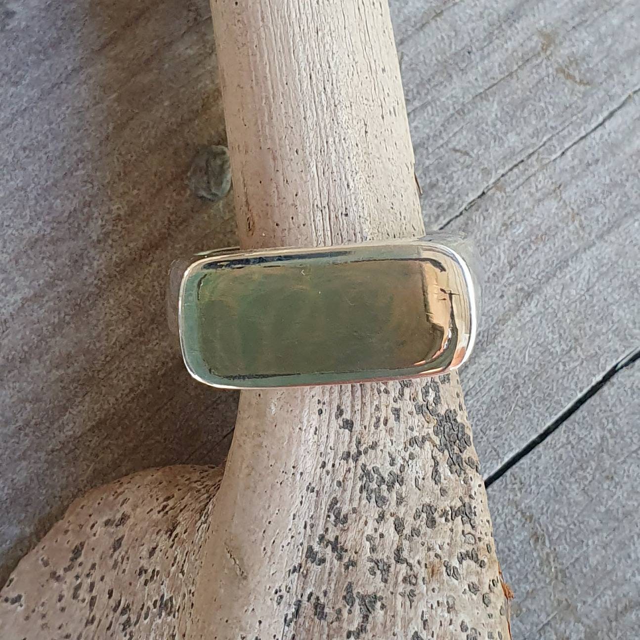 Gold Signet ring,two tone rectangle ring,9ct top on solid sterling silver thick,chunky ring,handmade,boho,college ring,blank ring,unisex
