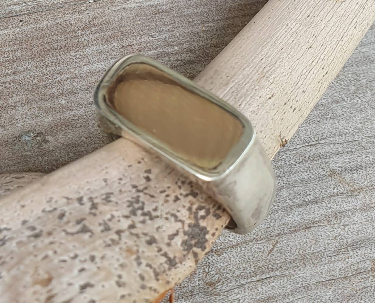 Gold Signet ring,two tone rectangle ring,9ct top on solid sterling silver thick,chunky ring,handmade,boho,college ring,blank ring,unisex