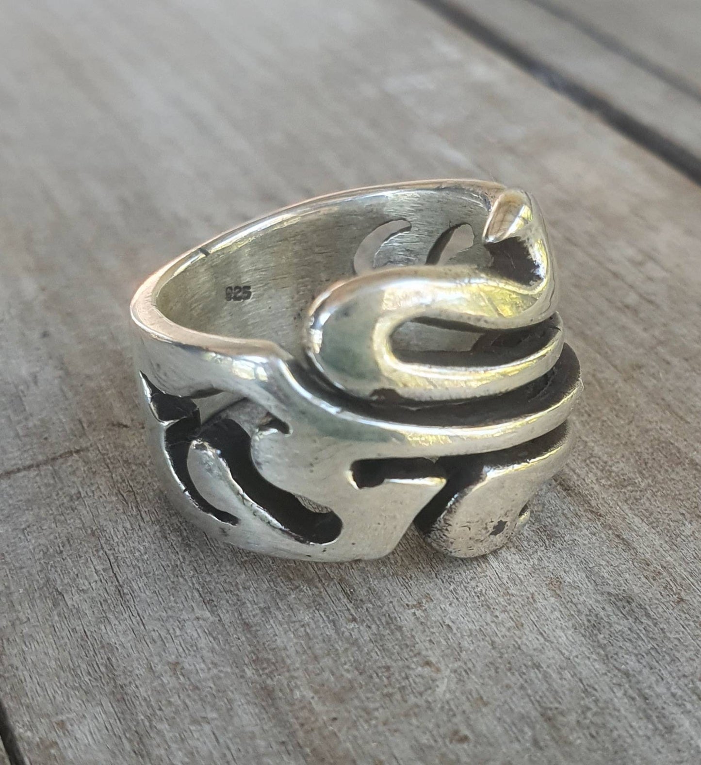 wide heavy silver ring,chunky solid sterling silver handmade unisex long ring boho tribal hipster gypsy adjustable wedding band