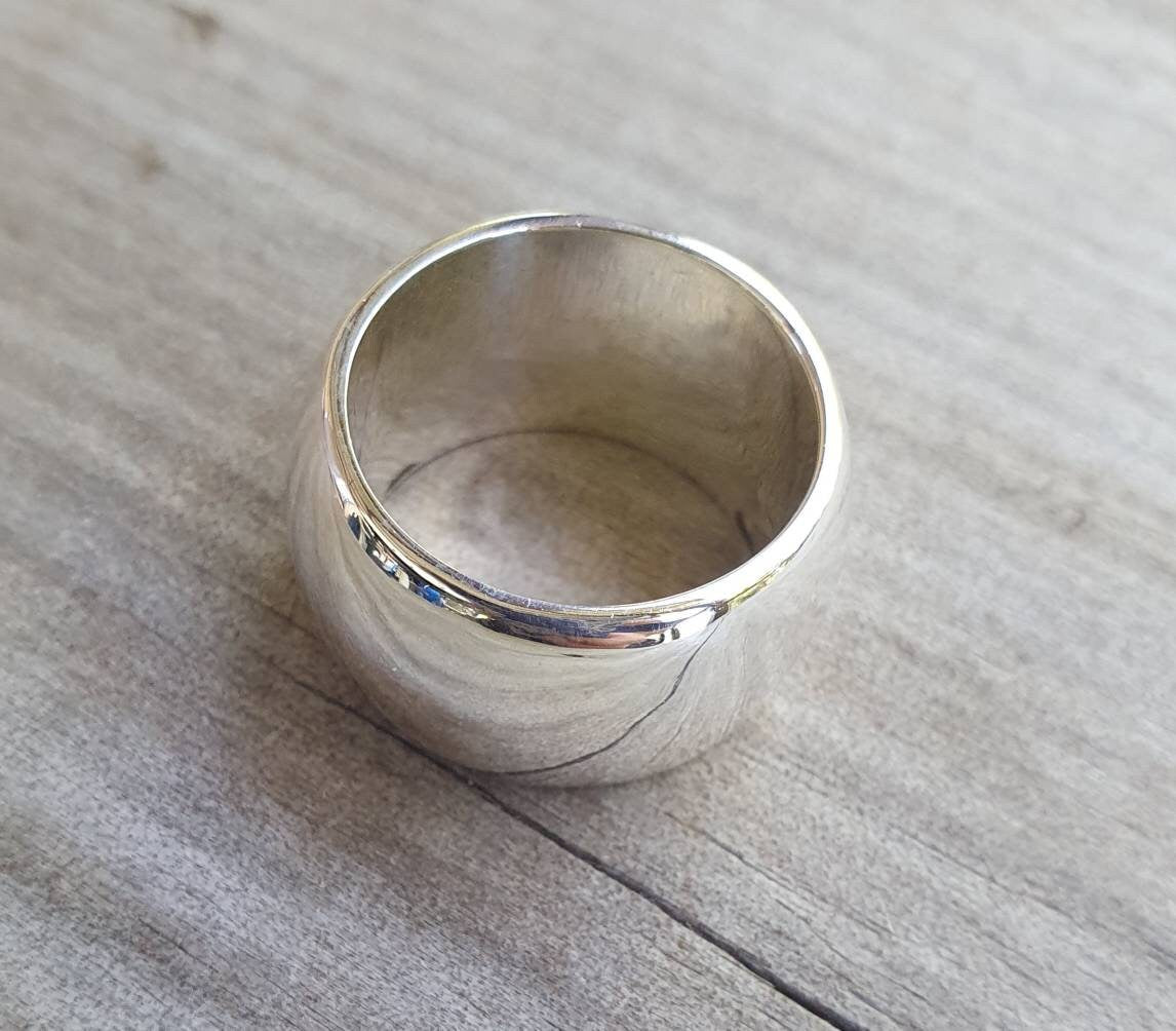 Wide silver ring,12mm band, solid sterling silver, wedding ring His and her sizes,boho,plain half round.