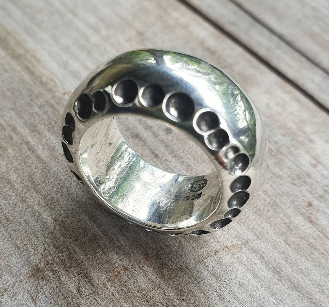 Heavy wide sterling silver ring,chunky rustic,hammered thick band,mans wedding ring,steampunk, chunky wedding ring, dress ring