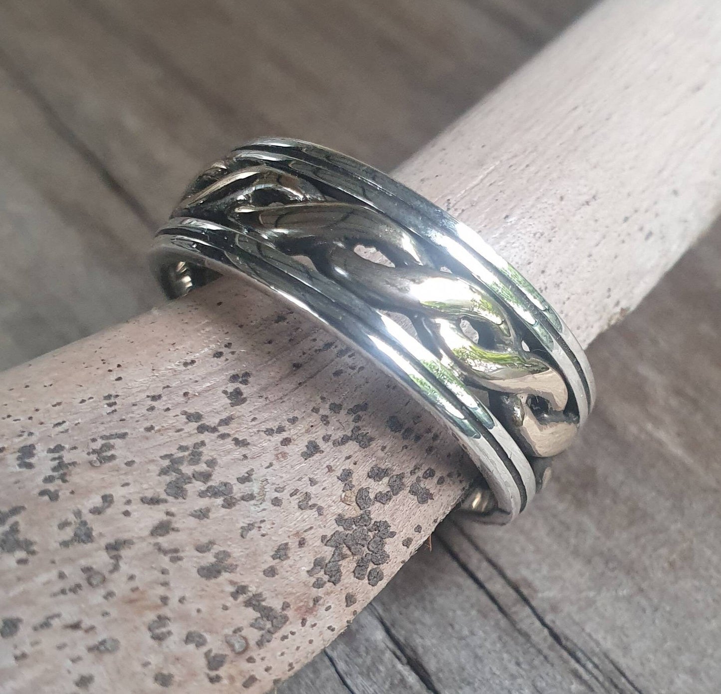 Gold and silver band,two tone ring,9k,9ct gold twist,sterling silver band,wedding,boho,man's fashion,unisex,designer,handmade