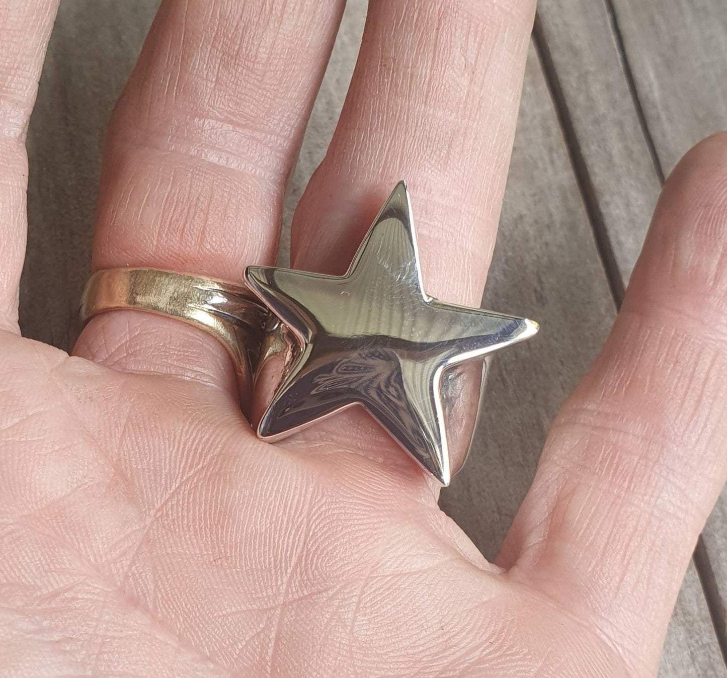 Large star ring,925 Sterling silver,caltex star,five pointed star,chunky ring,unisex,boho,hipster,designer fashion,