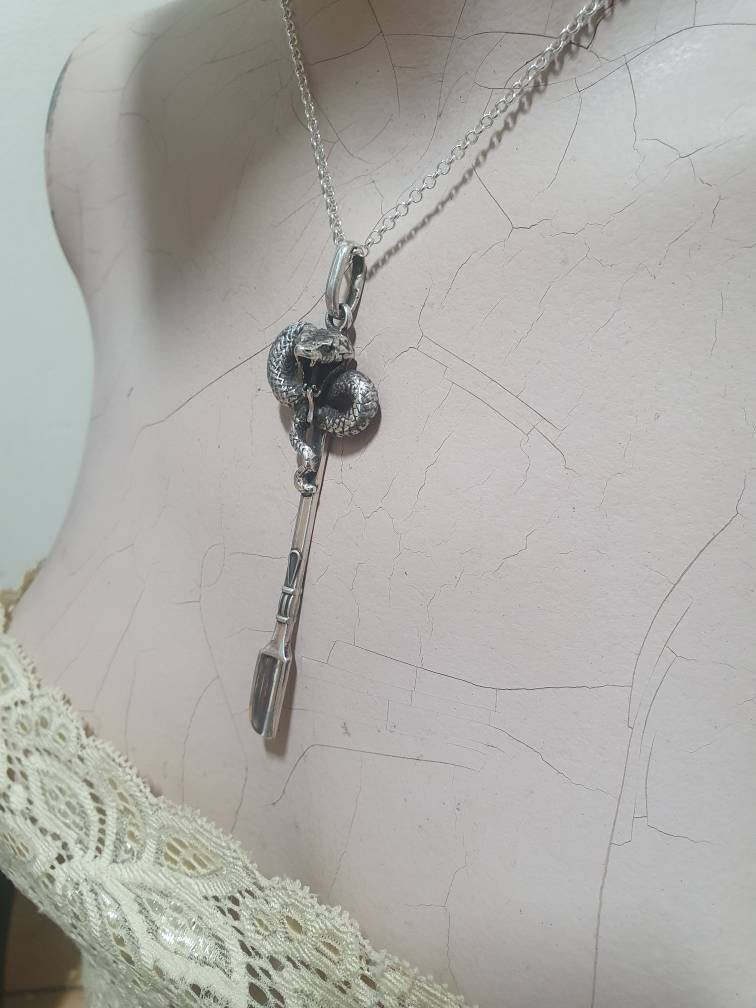 SPOON Snake pendant,cobra spoon pendant,sterling silver,spoon key ring,solid silver,small spice salt spoon,handmade unique, collectors,