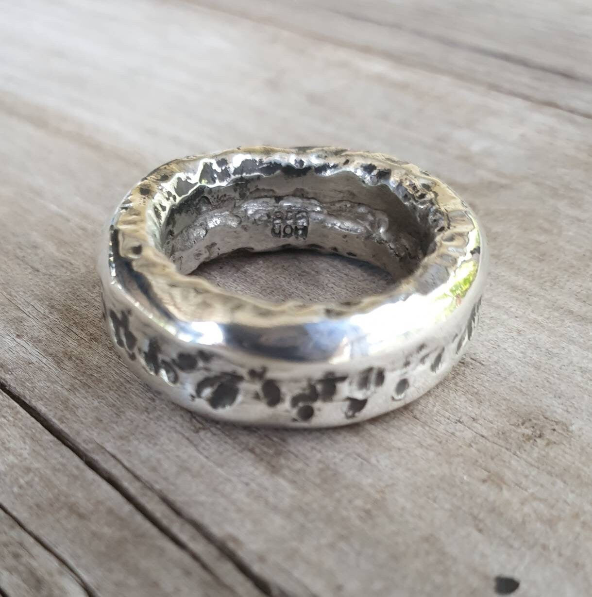 Wide mens ring,925 sterling silver, heavy rustic ring,chunky hammered thick band,steampunk, chunky wedding ring,mans dress ring