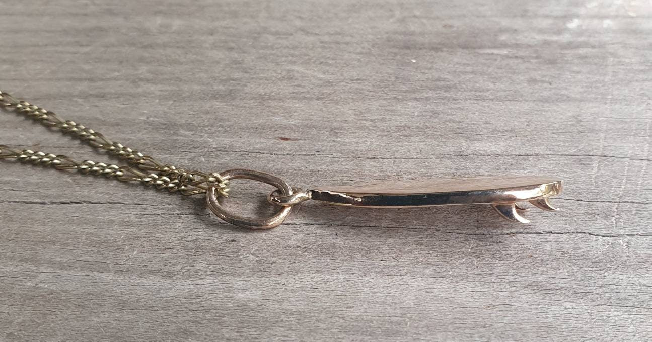 Gold surf board pendant,solid 10k gold, surfer,Long board,surfer necklace, wave,boho