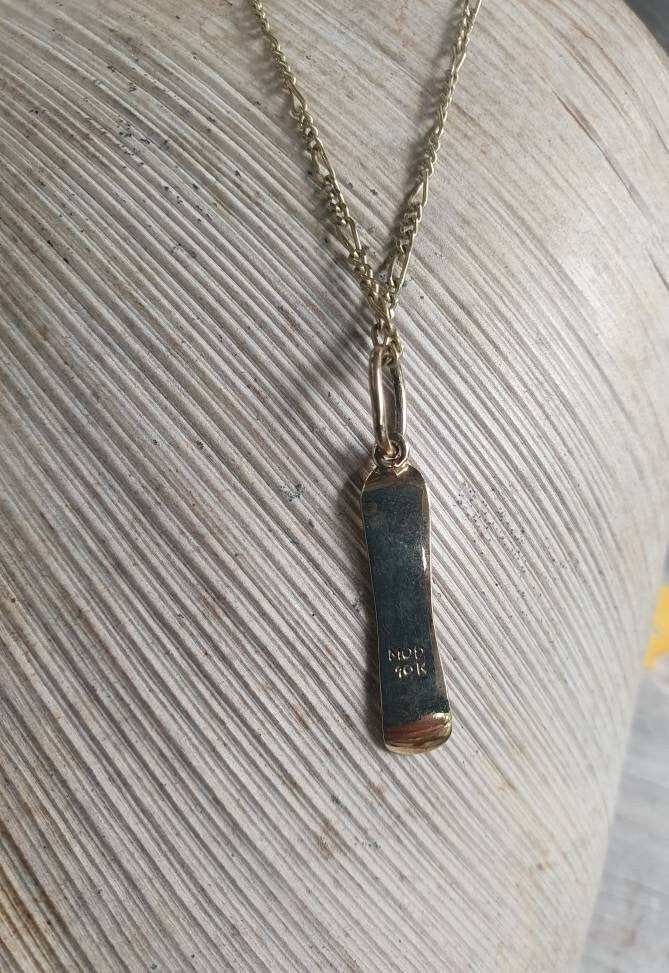 Gold Skate board pendant,solid 10k gold,snowboard,Skater pendant,plain blank