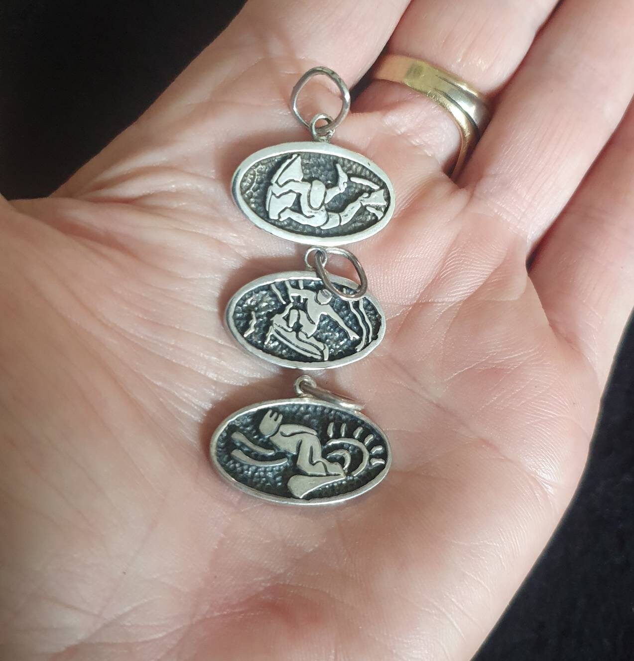 Surfer pendant,925 sterling silver,surf or boggie board charm, sterling silver,Id disc,handmade,