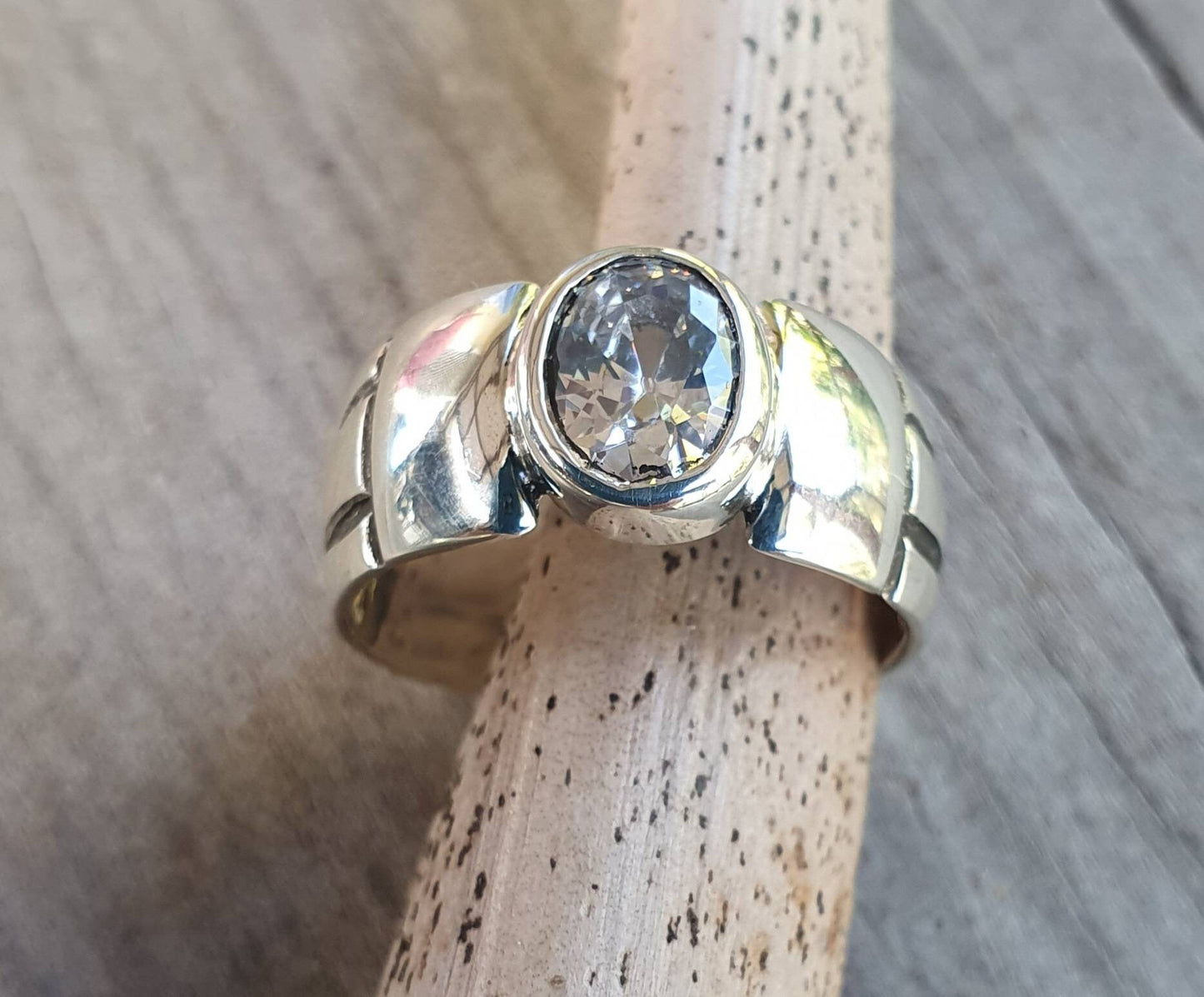 Wide silver ring,925 sterling silver,yellow beryl rectangle gemstone. handmade,new age
