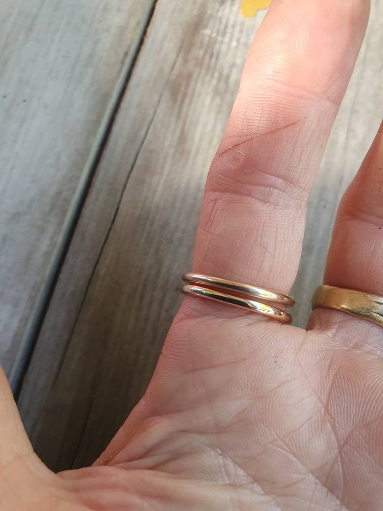 9k gold Stackerable ring 9ct solid gold not plated 1.5mm plain gold band fine dainty boho pinkie stacker rose gold yellow