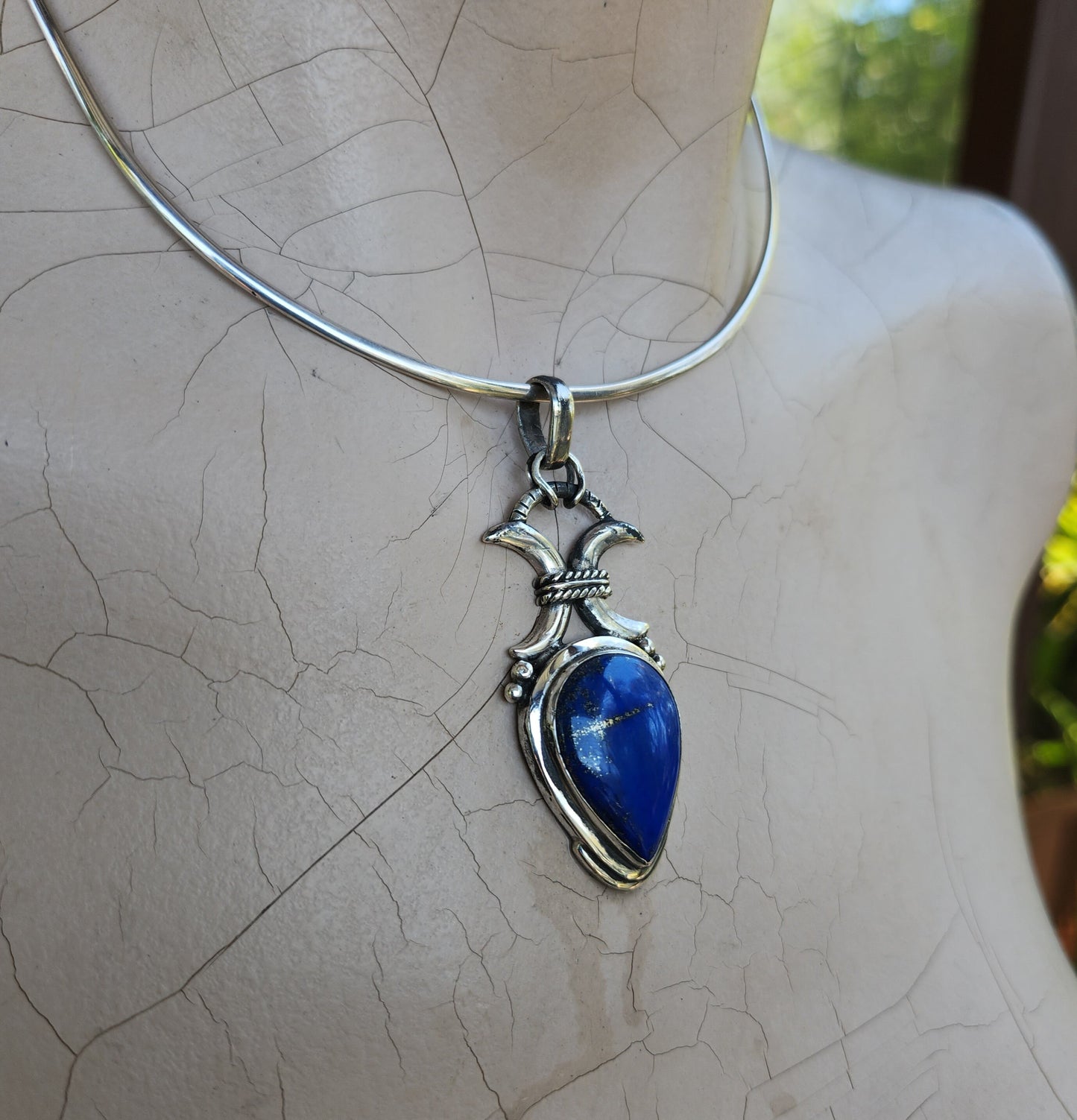 Lapis lazuli pendant,sterling silver,handmade,lapis lazuli,,boho, blue stone necklace