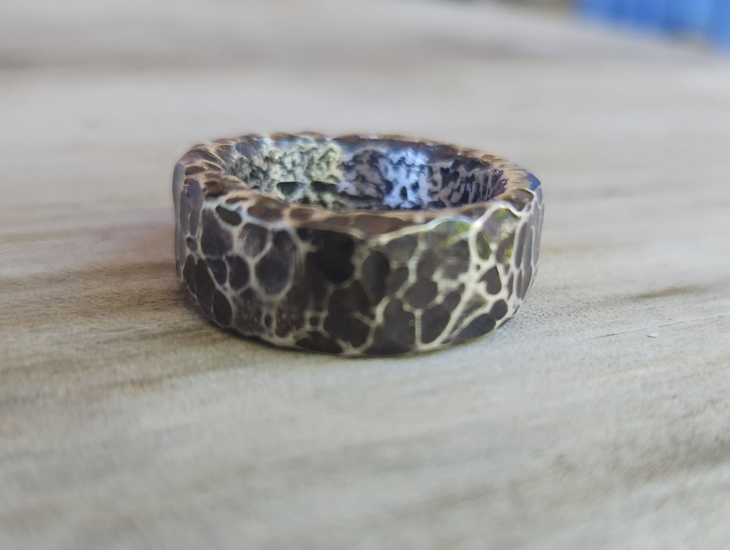Wide thick rustic mens ring,10mm sterling silver Chunky oxidized hammered ring,heavy,nugget,steampunk, wedding dress ring