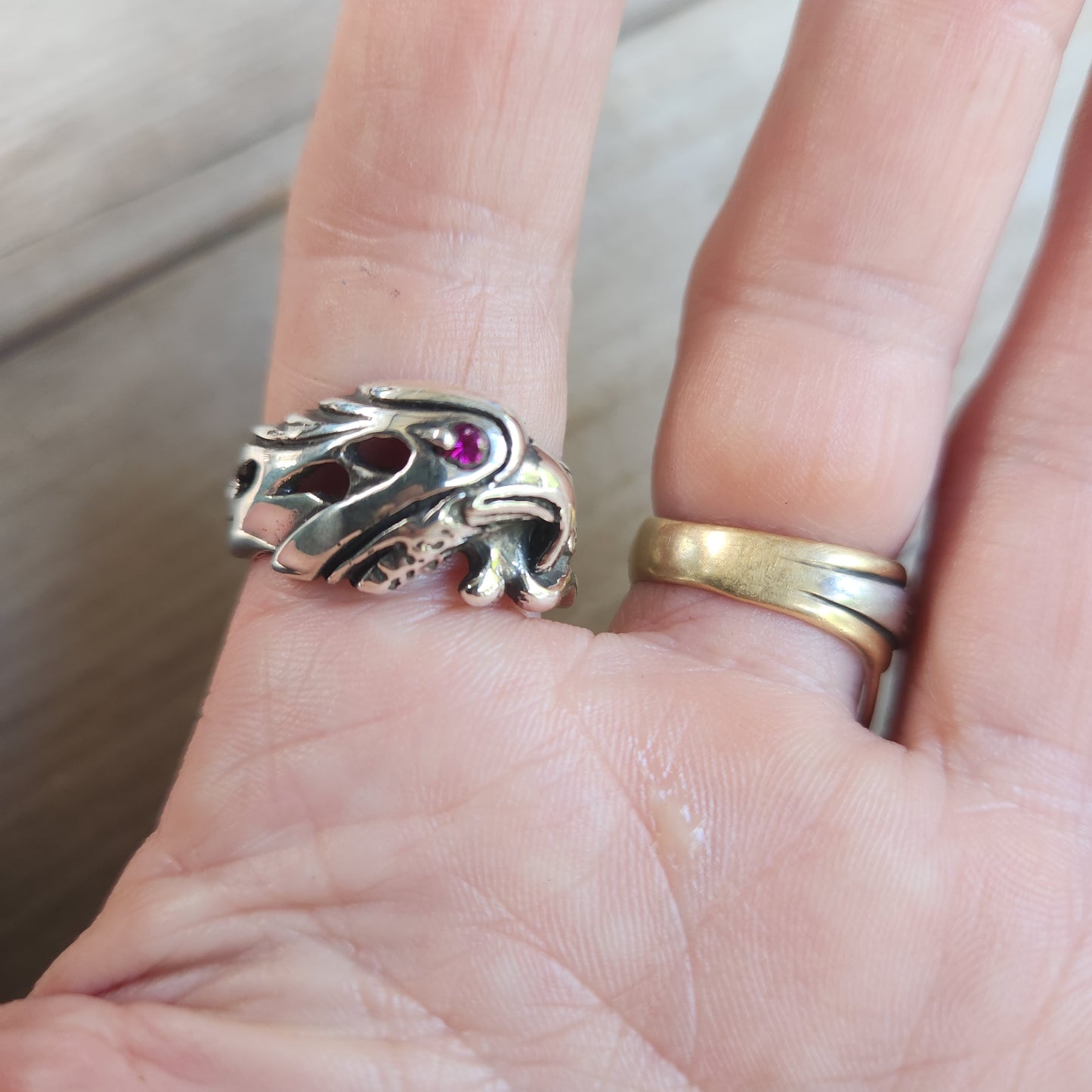 Eagle ring,925 sterling silver,bird head synthetic ruby garnet ring ,tribal indian cowboy country and western, silver band