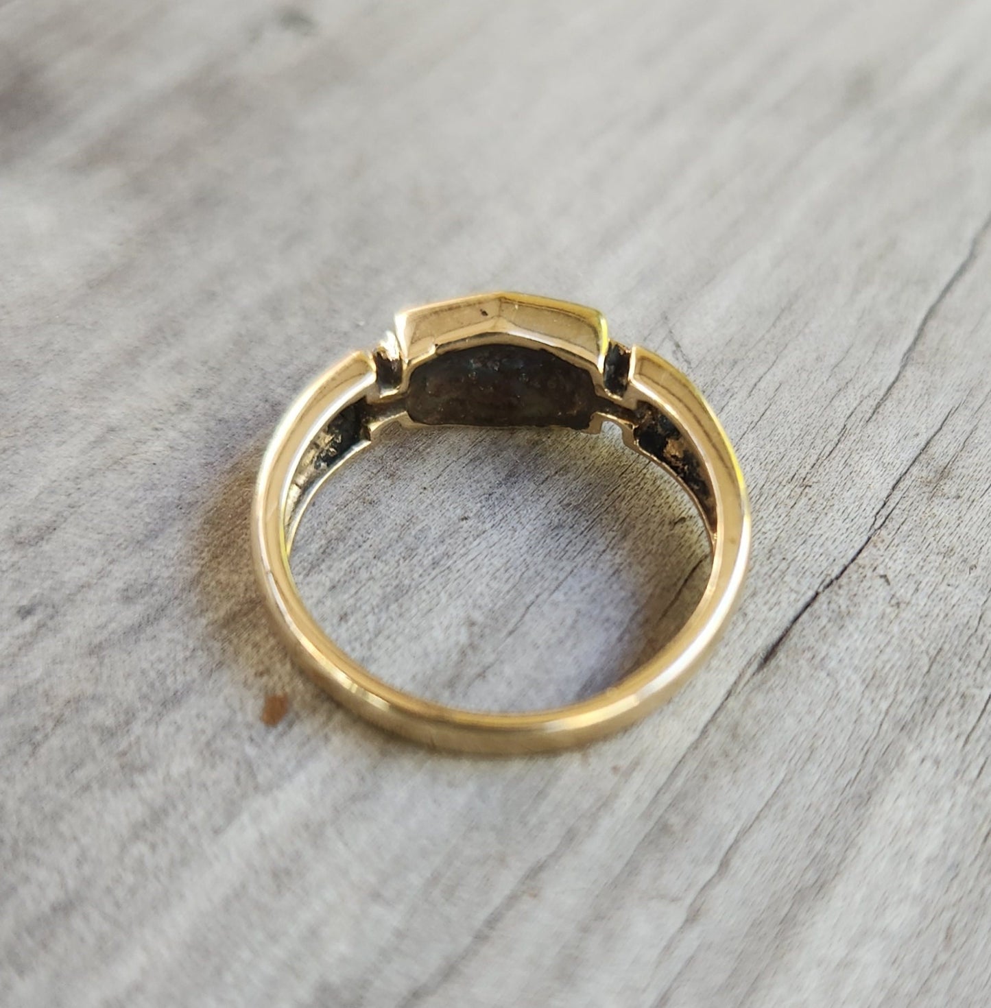 9ct gold paua shell ring,9k upcycled vintage ring, abalone,handmade,recycled petite gold band