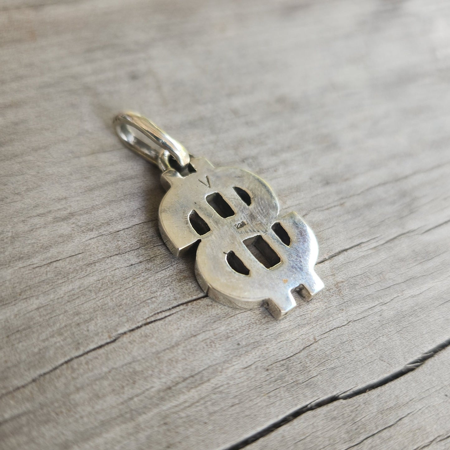 dollar pendant,sterling silver,money rapper,solid chunky necklace.