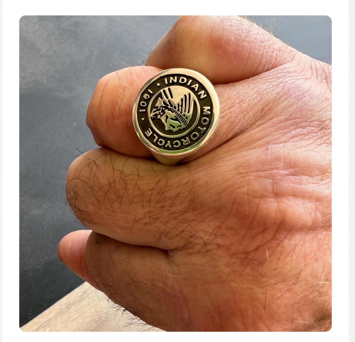 Indian ring,vintage,sterling silver,large signet,biker wedding band,unisex,handmade,motorbike,