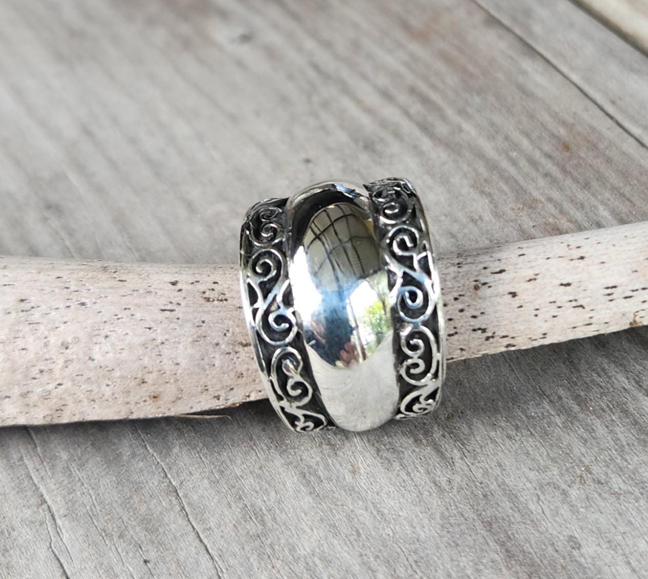 Wide silver ring,sterlingsilver,high dome band,wide rounded band,handmade,wedding,boho,gypsy,