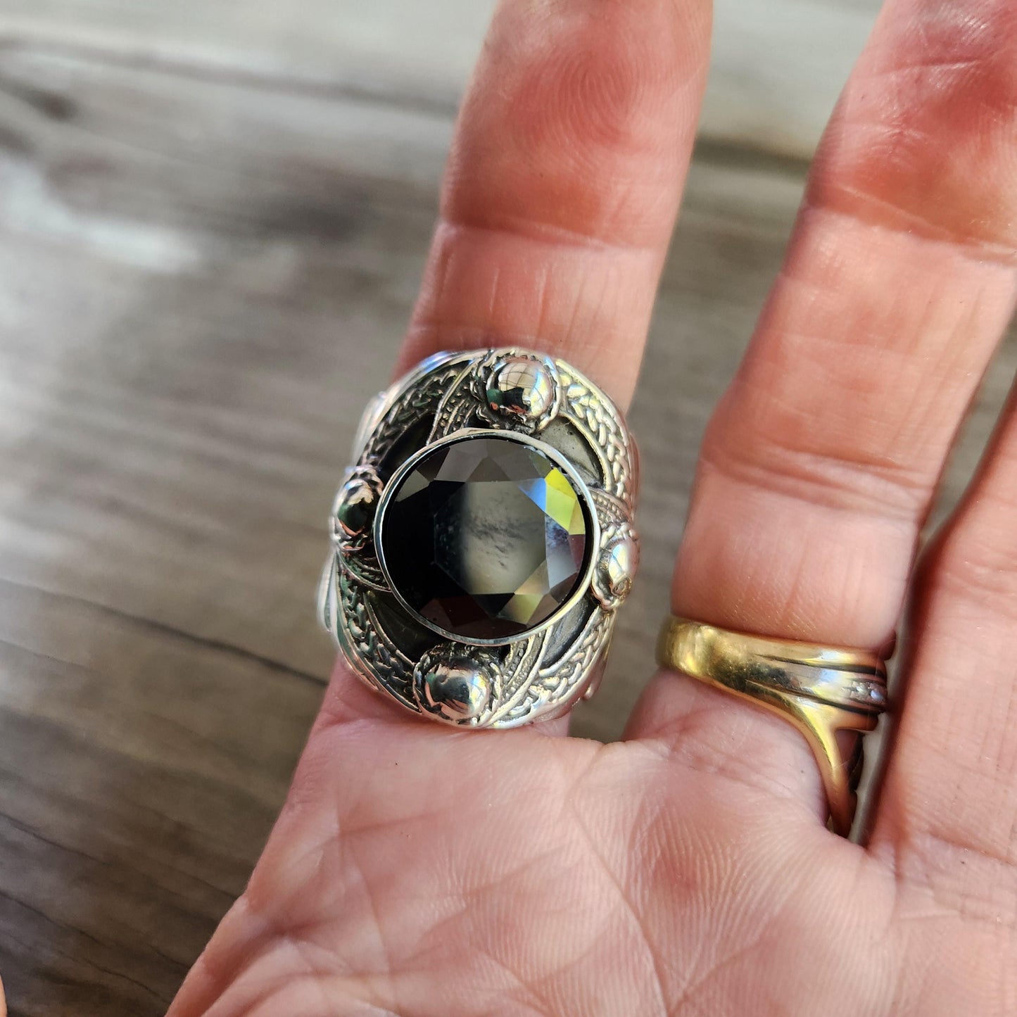 Large celtic ring,cz sterling silver,cubic zirconia,celtic ring,medieval,tribal,vintage,large silver ring,shield,steampunk,celtic shield,