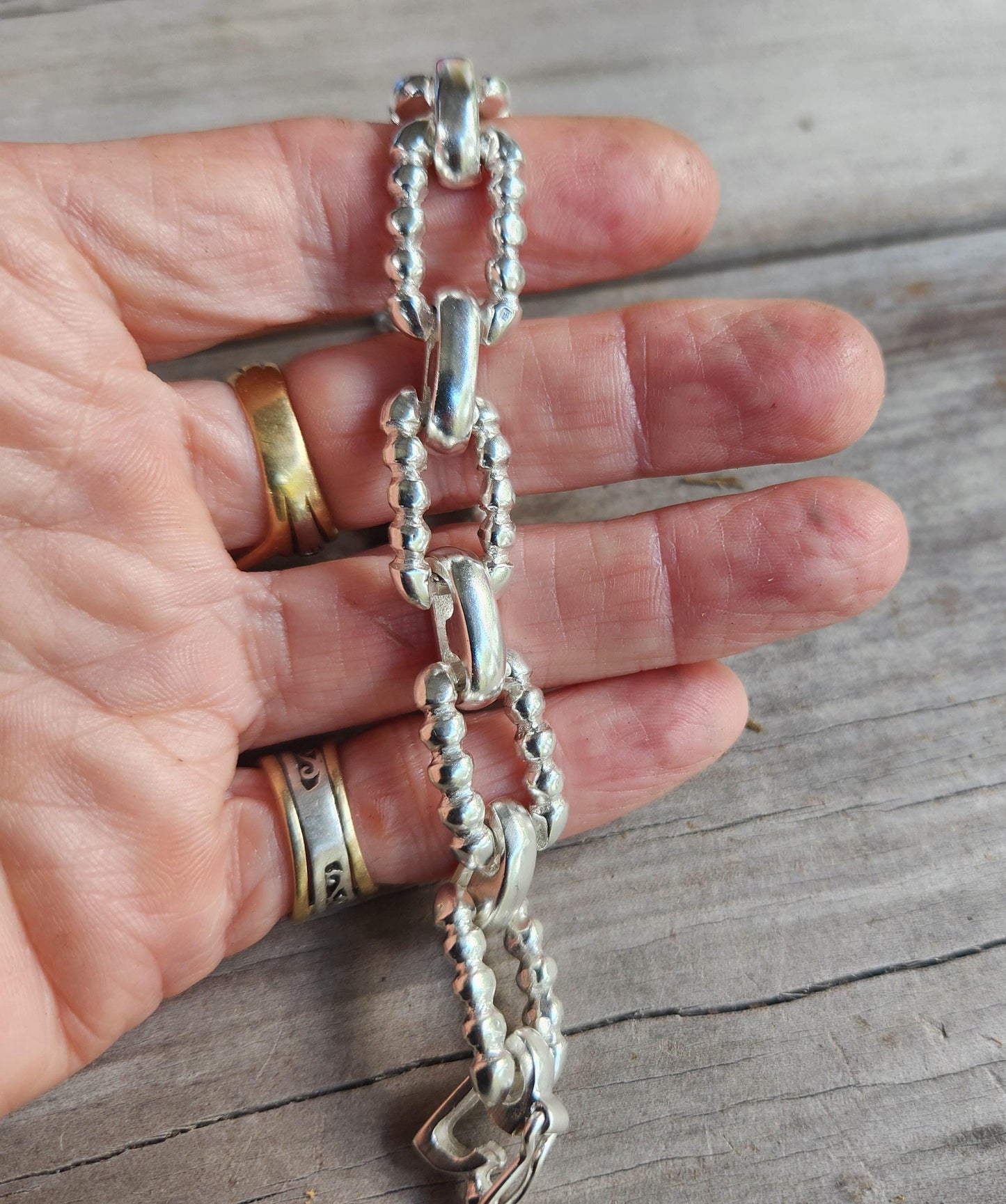 Silver heavy bracelet,sterling silver,handmade,matt finish,chunky chain,