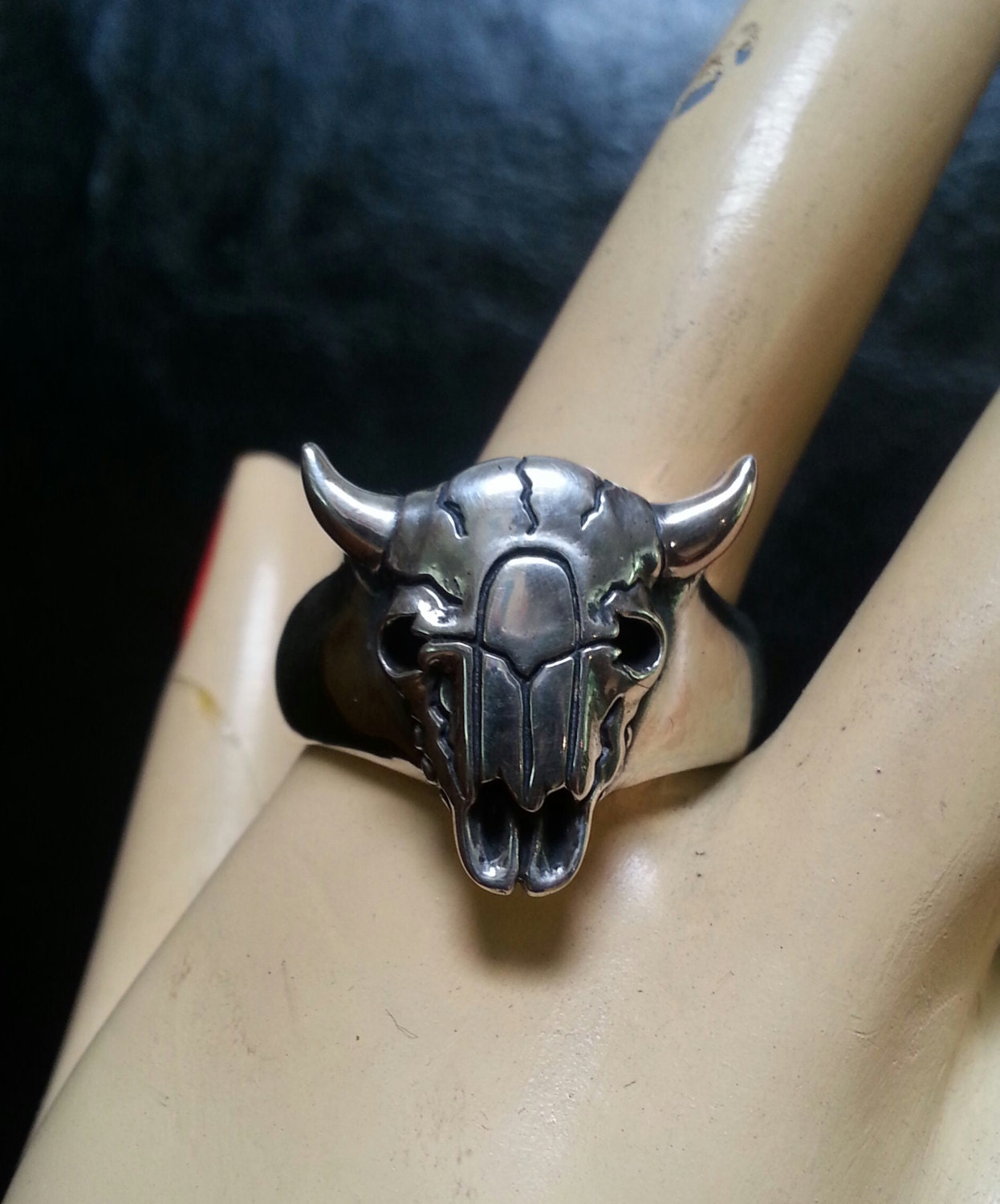 Goats skull ring,925 Sterling silver,goat skull,horn,tribal,indian,cowboy,country, western,ritual magic style,rockabilly,mens fashion,handmade