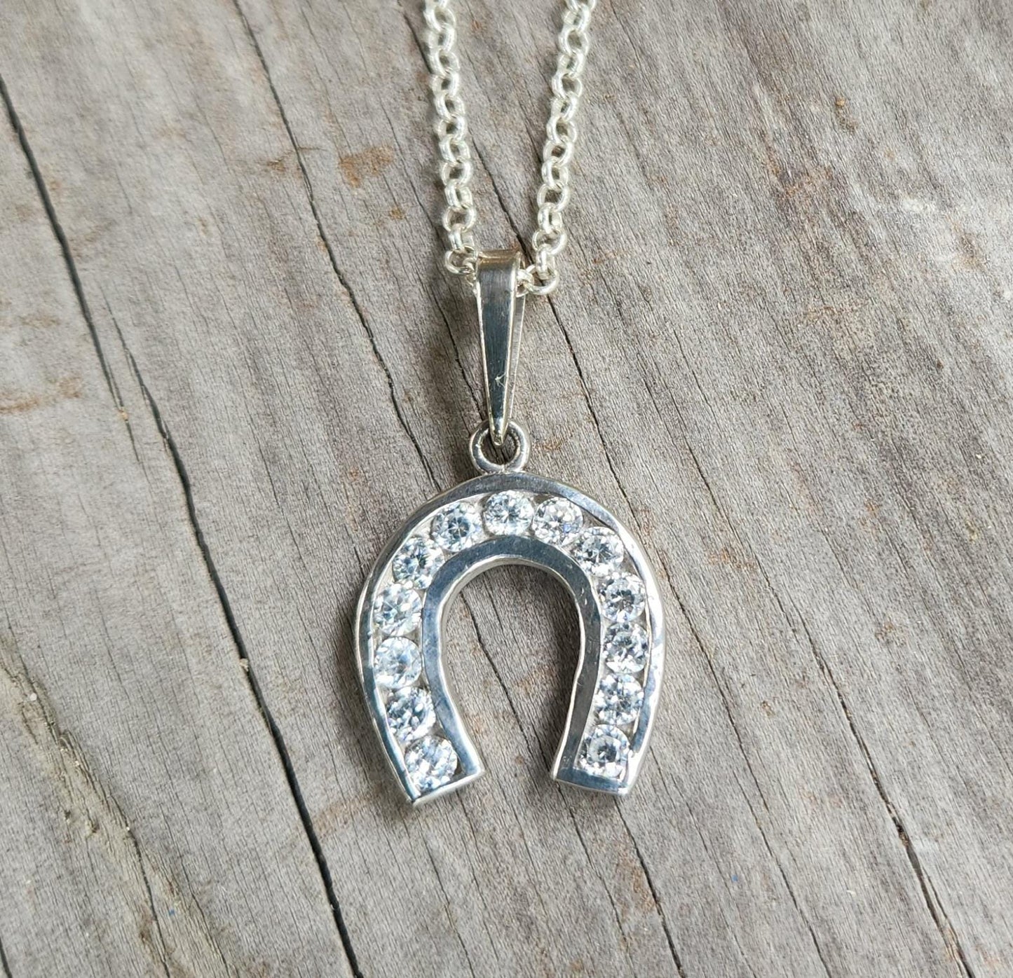 horseshoe pendant,cz sterling silver,cubic zirconia good luck,handmade,rockabilly,boho shic,gypsy,lucky horseshoe,goddess,new age