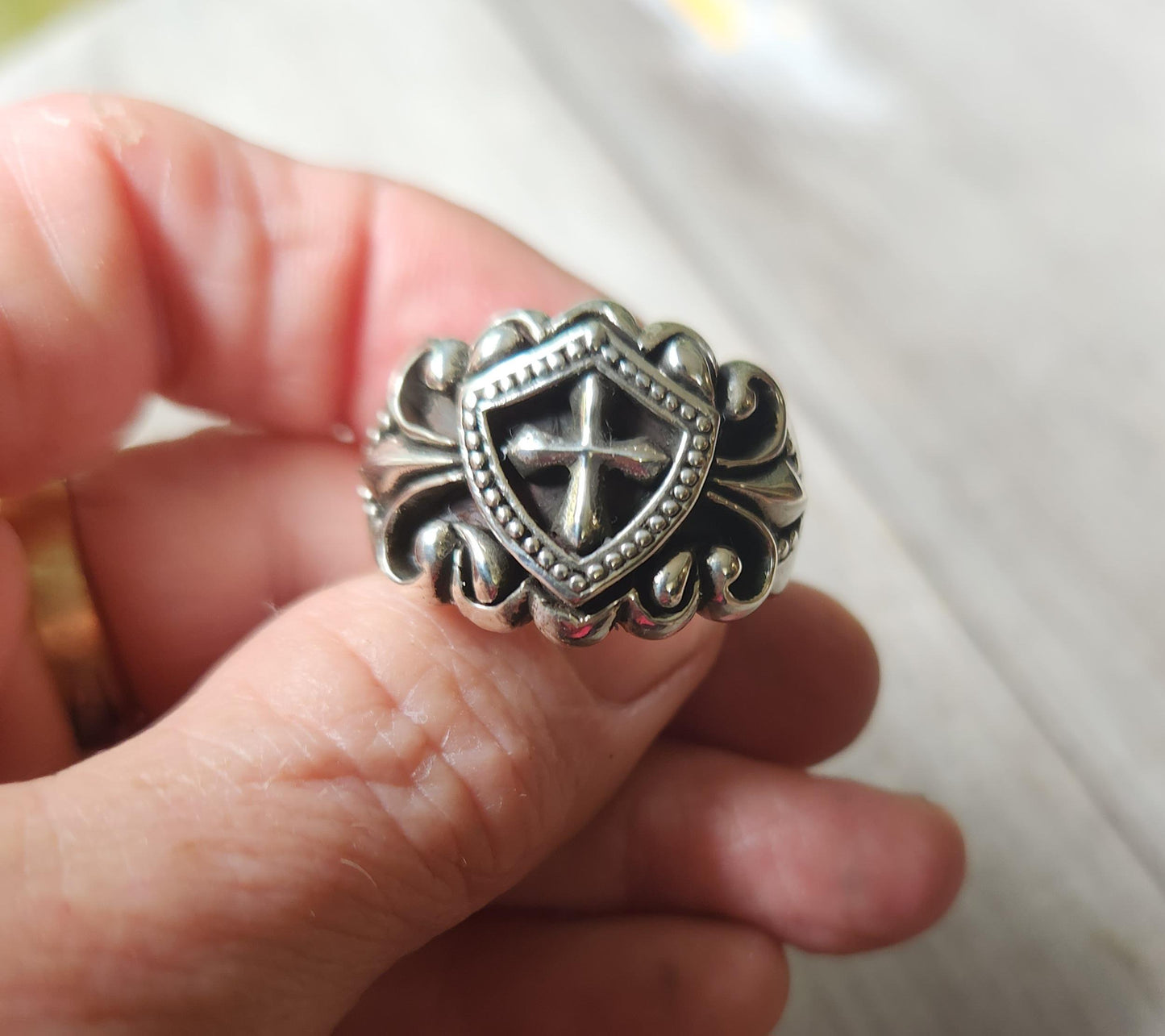 Heavy cross ring,925 solid sterling silver,knights templar shield cross,christian,medieval,shield,religious,steampunk,goth,grunge