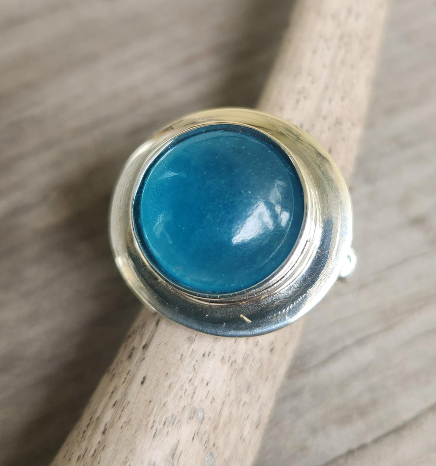 Large round top ring,Blue quartz,chalcedony,925 sterling silver,chunky ring,wedding ring, stone,boho,gemstone ring,handmade, retro ring,mode