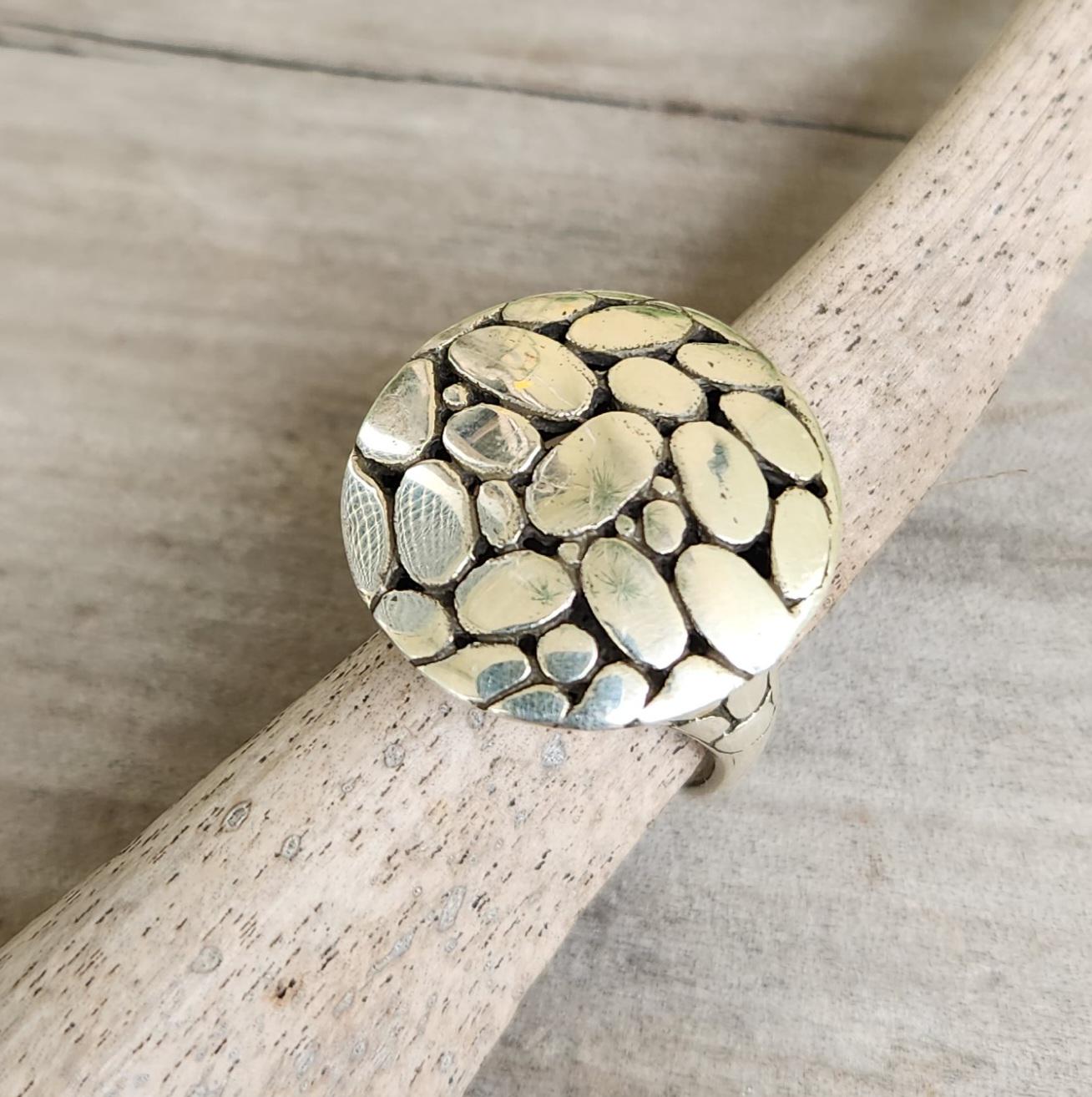 Large round ring,925 sterling silver,discs,domed,boho, stunning,handmade,chunky ring,industrial,goddess,retro,vintage,women's fashion