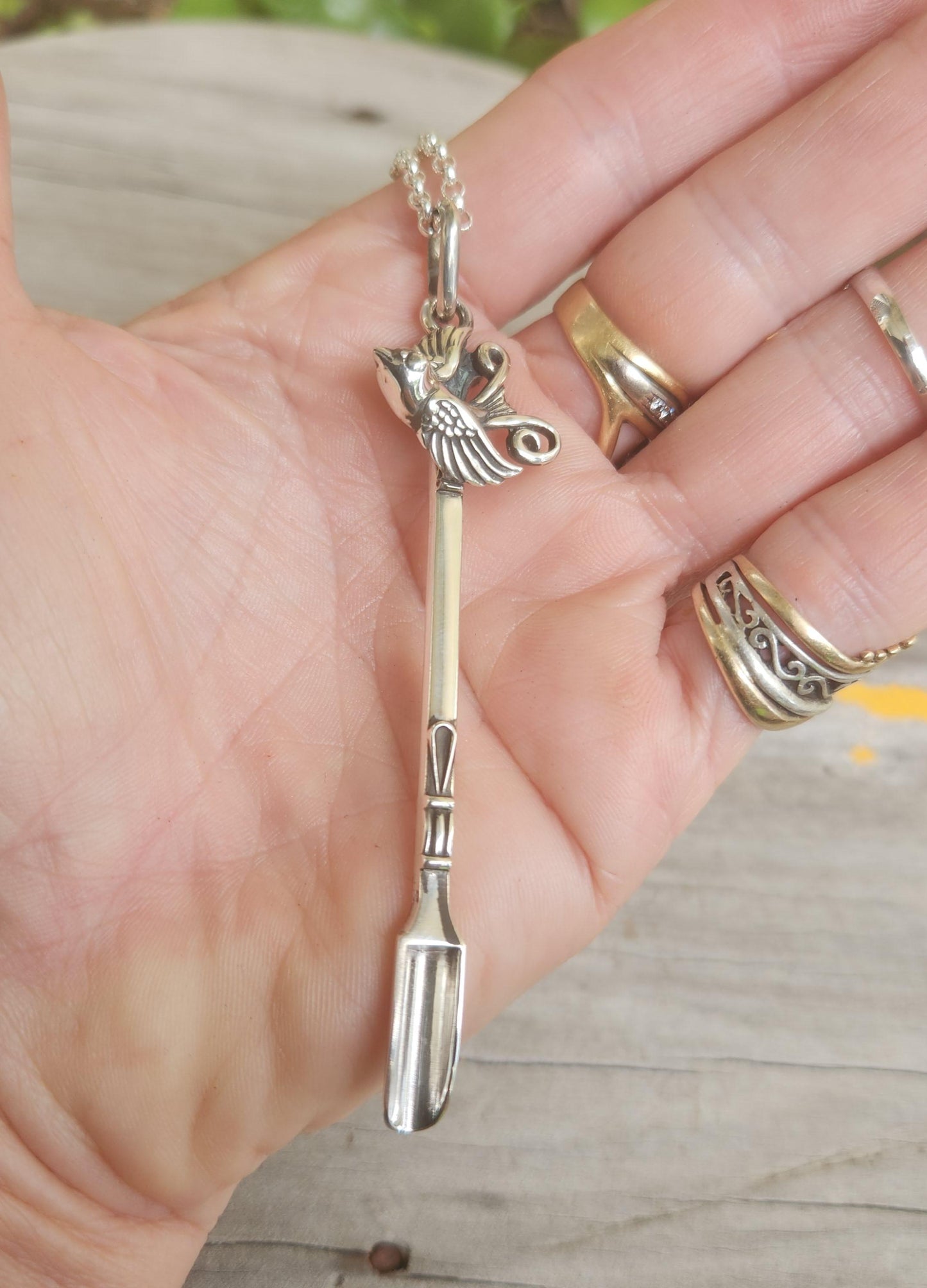 Owl,eagle,Swallow spoon pendant, 925 sterling silver,Hopi,mapacho,nicotiana rustica,owl,Mushroom pendant,spoon key ring,spice spoon,handmade