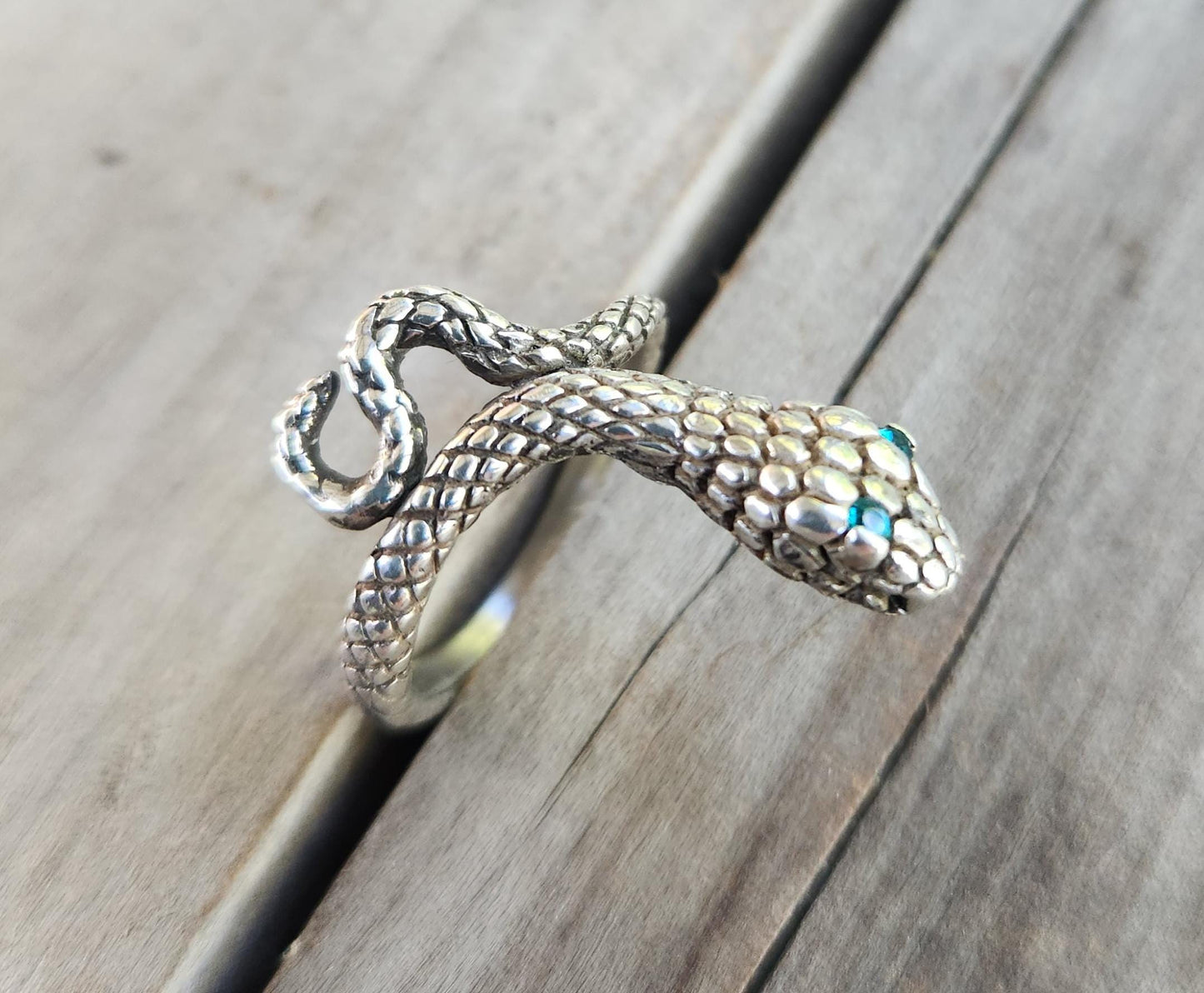 Snake ring,925 sterling silver,wrap around serpant ring,crystal eyes,snake ring,gothic,punk,grunge,thumb ring,handmade,boho,gypsy,