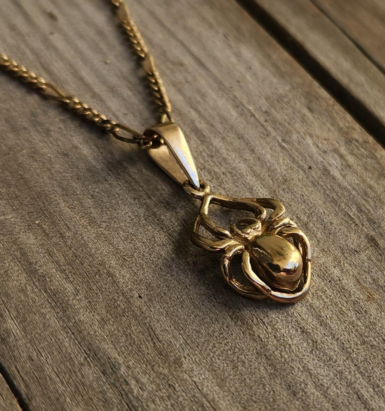 Gold Spider pendant,9k gold,9ct spider charm,real gold,red back,