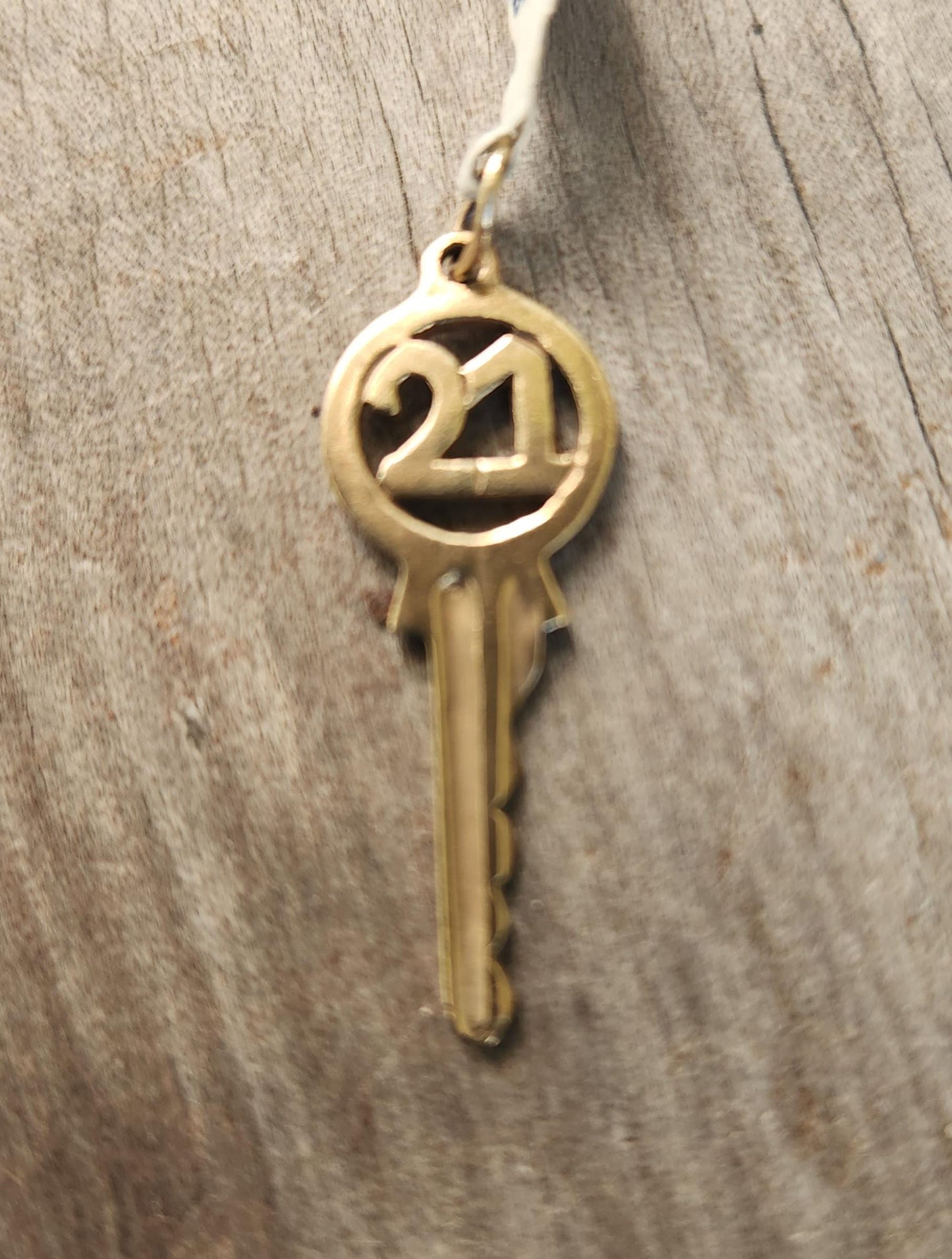 9k 21st key pendant,charm,vintage,1990s,solid 9ct gold,