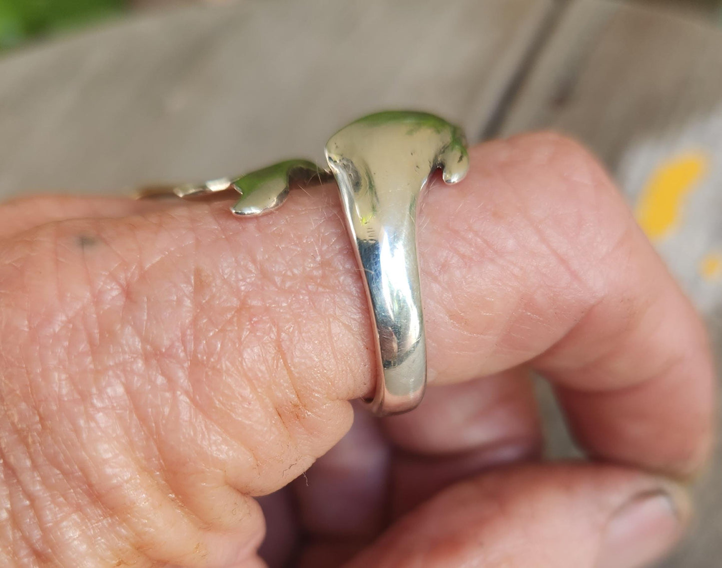 Large dolphin ring,925 sterling silver,silver adjustable band,porpous, surf wrap around ring