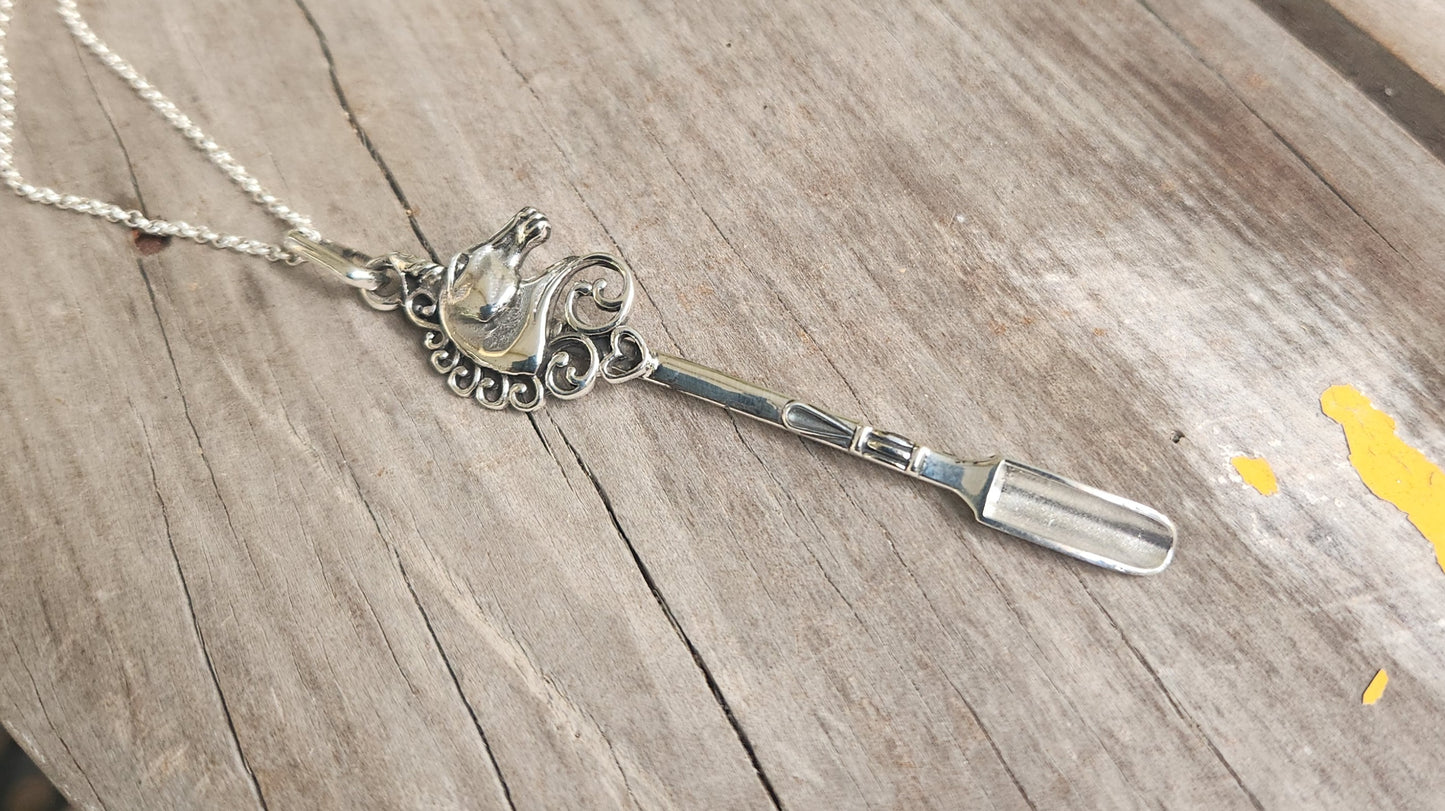 Unicorn spoon pendant, 925 solid sterling silver,hopi,mapacho,nicotiana rustica handmade spoon, unique, collectors