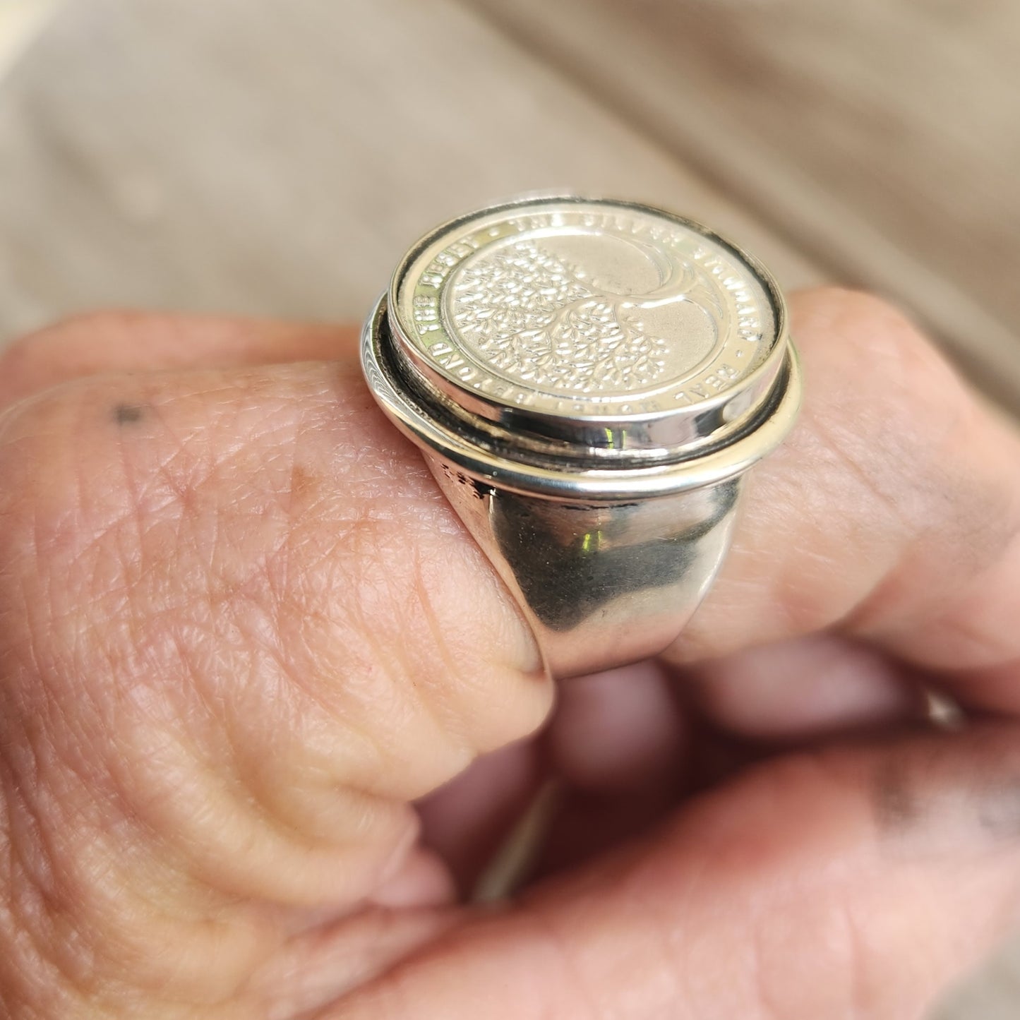 Australian Silver coin ring,99%pure silver minted coin,set in sterling silver "real money beyond the great reset"