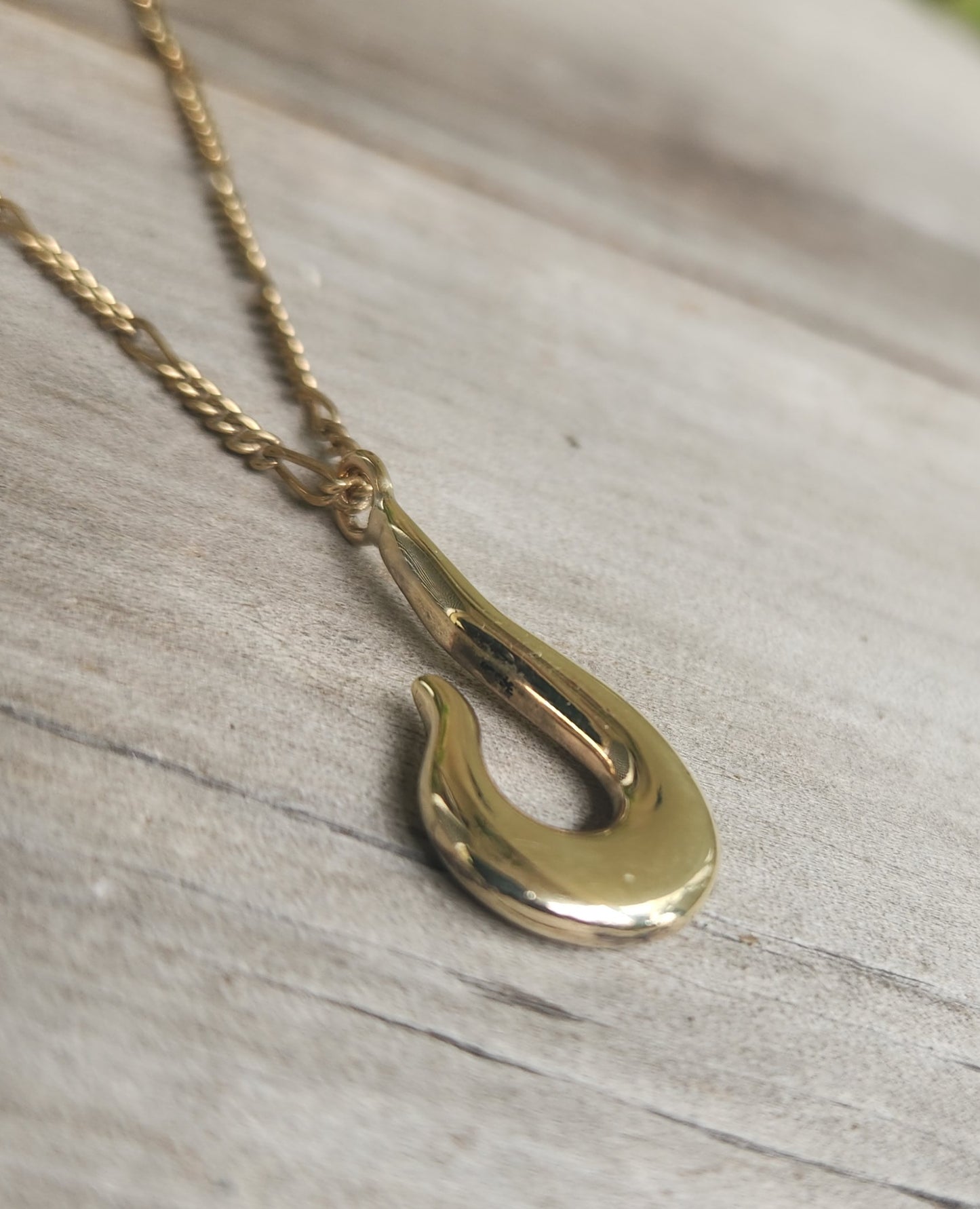 Gold fish hook pendant,9k gold,tribal,Maori hook,solid 9ct gold.