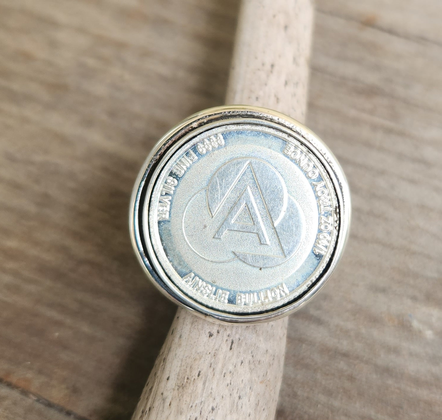 Australian Silver coin ring,99%pure silver minted coin,set in sterling silver "real money beyond the great reset"