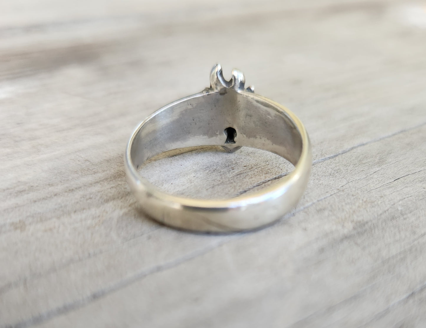 gold sacred heart ring,9k heart and sterling silver,winged goddess band,