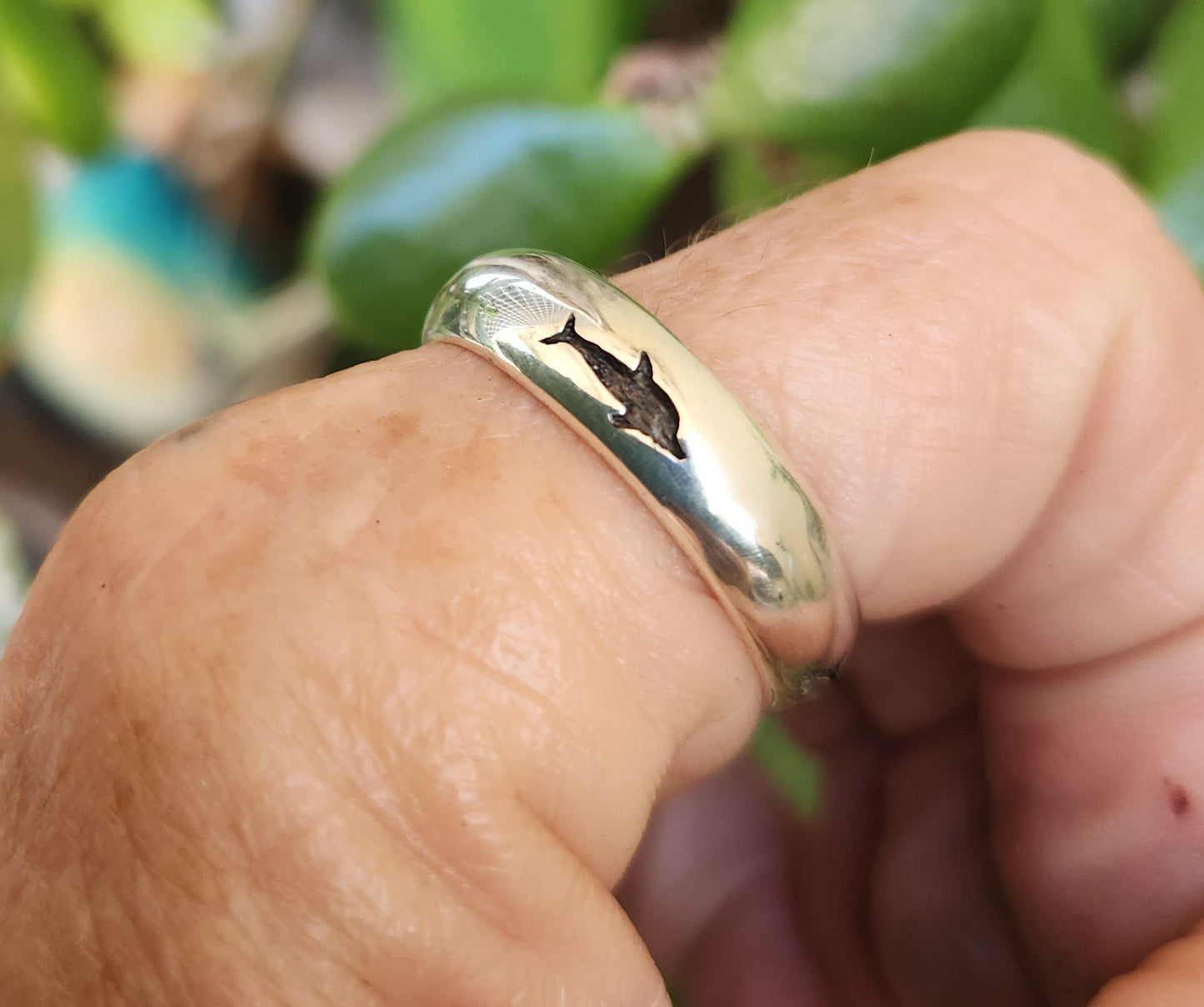 dolphin ring,925 sterling silver,6mm band silver,porpous