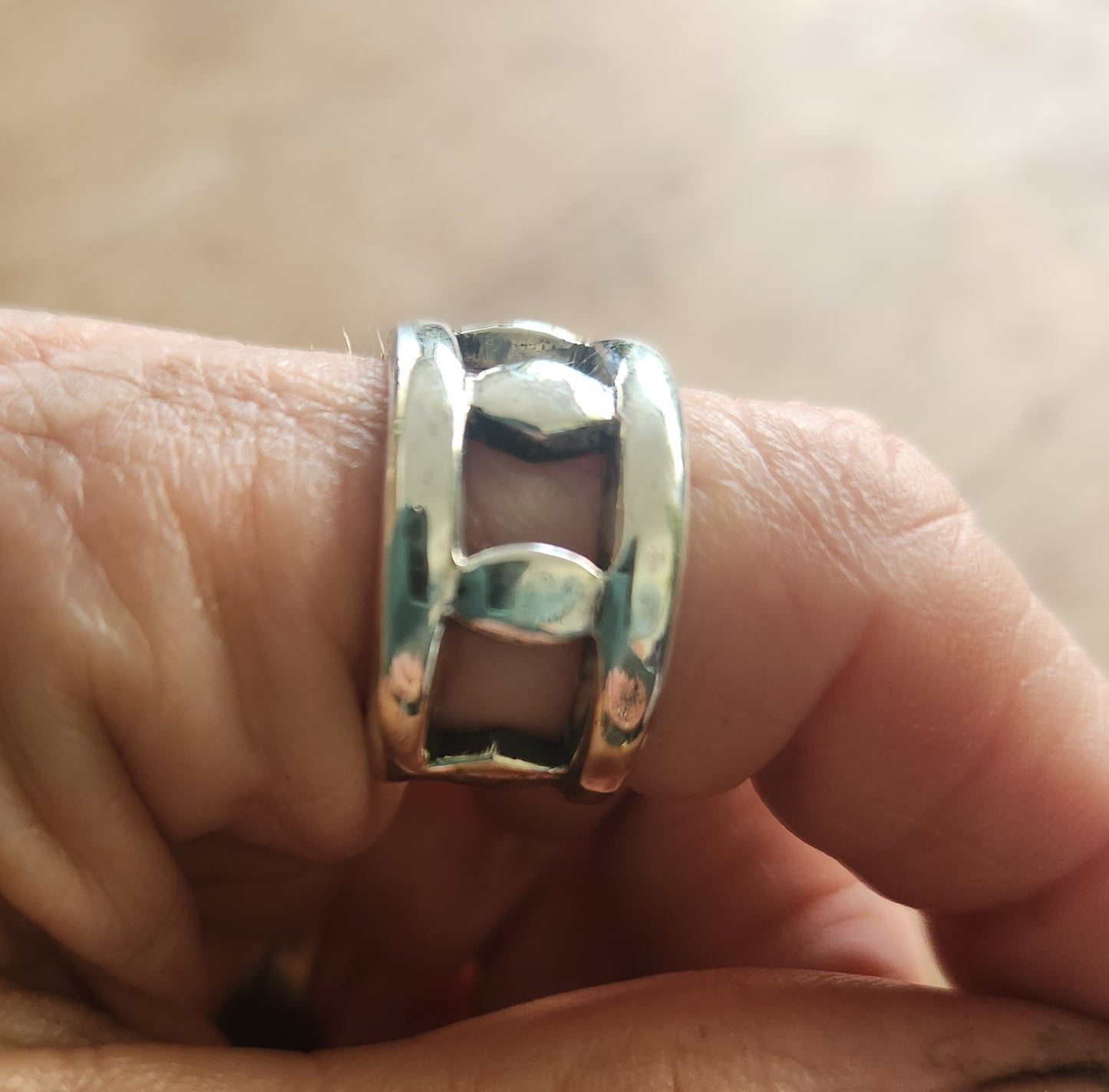 Wide rustic ring,13mm hammered band,925 sterling silver,handmade,nugget band,rough silver,boho,industrial
