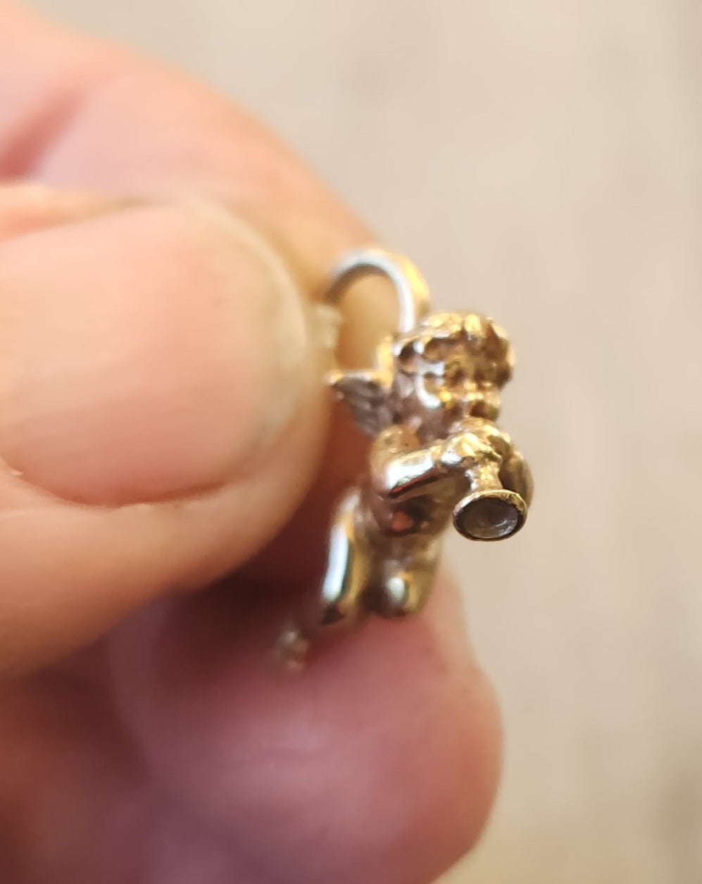 Small gold cupid charm,solid 9k pendant,9ct cherib,love charm