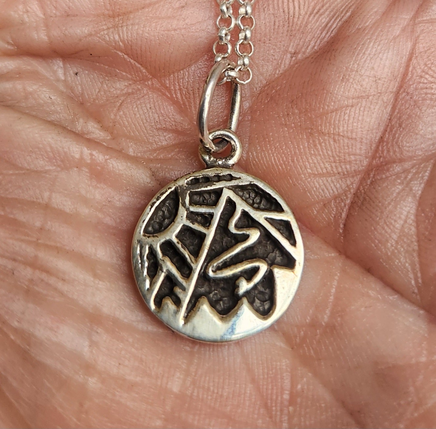 Snow mountains,925 sterling silver disc,walking,trekking,ski pendant,snowboard charm,handmade mountain hiking,