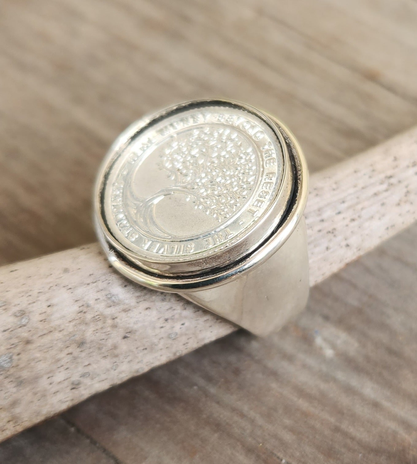 Australian Silver coin ring,99%pure silver minted coin,set in sterling silver "real money beyond the great reset"